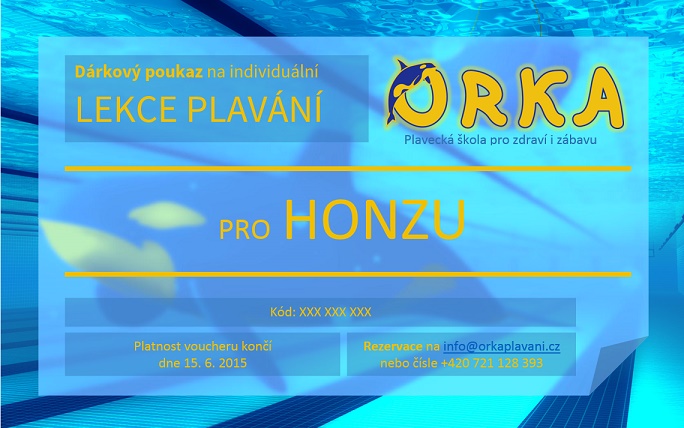 voucher na individuální kurz plavání plavecké školy ORKA